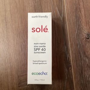 Sole ecoecho non-nano zinc oxide SPF 40, 4 oz, New and Sealed